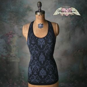 Climawear Black Gray Damask Seamless Workout Top S